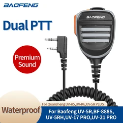 Baofeng-walkie-talkieスピーカーマイク,デュアルPTTマイク,UV-5R, BF-888S,uv 13, 21, 17 pro,UV-5RH, UV-K5,k6,双方向ラジオ用