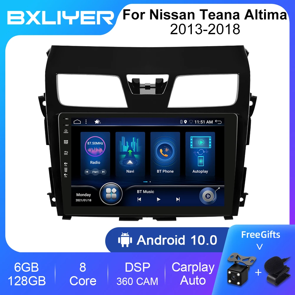 BXLIYER Android 12 auto Carplay 8+256GB Car Radio For Nissan Teana Altima 2013-2018 Multimedia Video Player 2 Din GPS Navigation