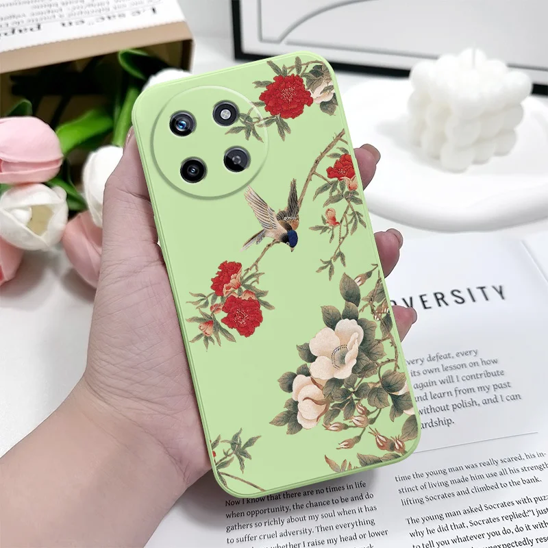 حافظة هاتف كركديه جميلة لهاتف OPPO Realme 11 10 9 9i 8 8i 7 Pro Plus C35 C21Y C25Y C25 4G 5G غطاء سيليكون سائل