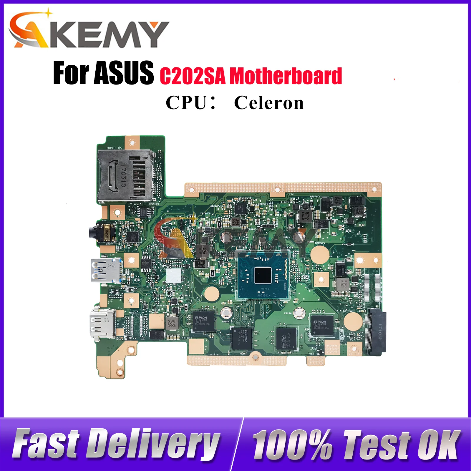 

C202SA Материнская плата для ноутбука ASUS Chromebook C202SA C202S Материнская плата для ноутбука с процессором Celeron 100% тестирование ОК быстрая доставка stk