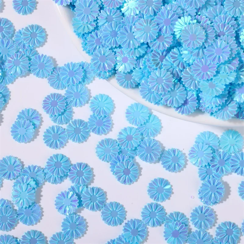 50g/Beutel 9mm Gänseblümchen-Pailletten - Glitzerflocken für Schleimfüllung, Nagelkunst & Handyhüllen-Deko, DIY Harz-Bastelzubehör – Detail 2