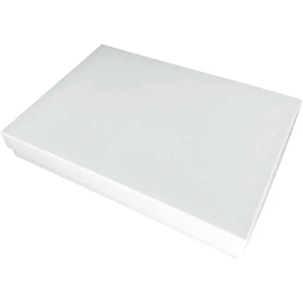 100 Pack White Swirl Eggshell Cotton Filled Jewelry Boxes, 5 7/16 x 3 1/2 x 1H