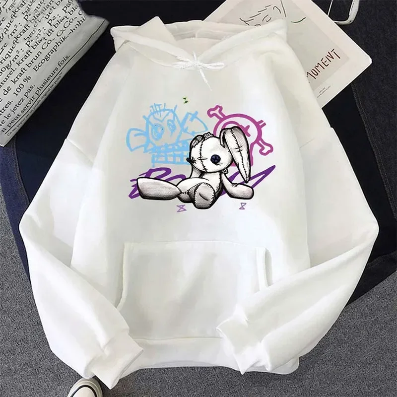 Arcane Jinx Hoodie Monkey Doll Rabbit Graffiti Grunge Style Kpop Clothes Black Anime Sweatshirt Streetwear Unisex Women Clothing