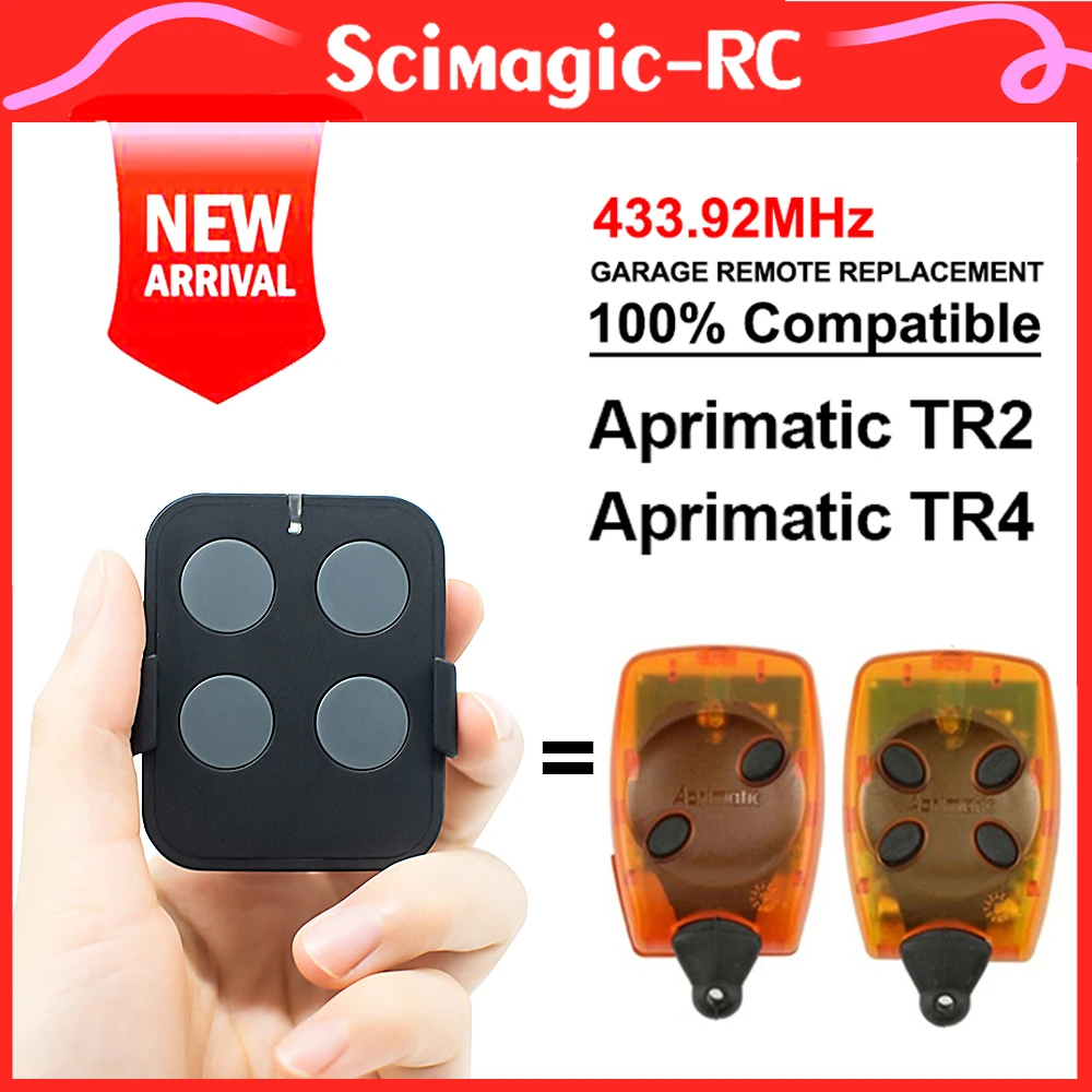 100% Compatible APRIMATIC TR2 TR4 Garage Door Remote Control Gate Command 433.92 MHz Rolling Code Transmitter Keychain