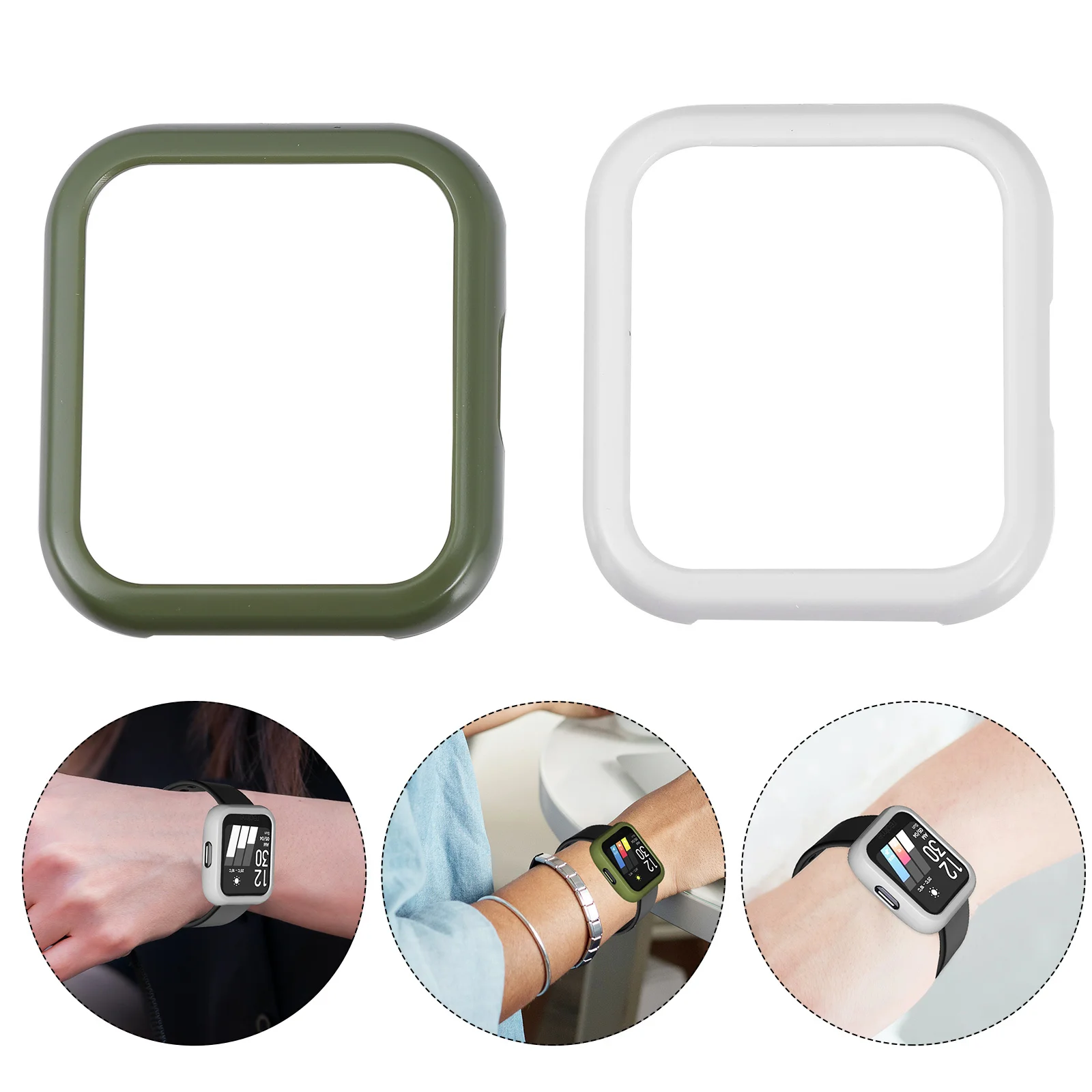 

2Pcs Smart Watch Protective Shell Durable Flexible Install Stylish Accessories Compatible Watch Protective Case
