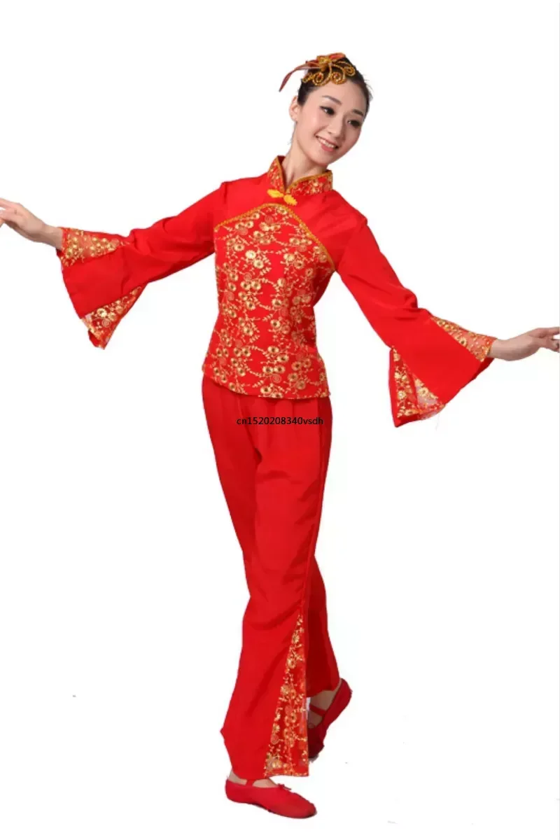 Ancient chinese costume women folk dance lion costume for woman hanfu women new year Fan Yangko Stage clothing dragon Younger