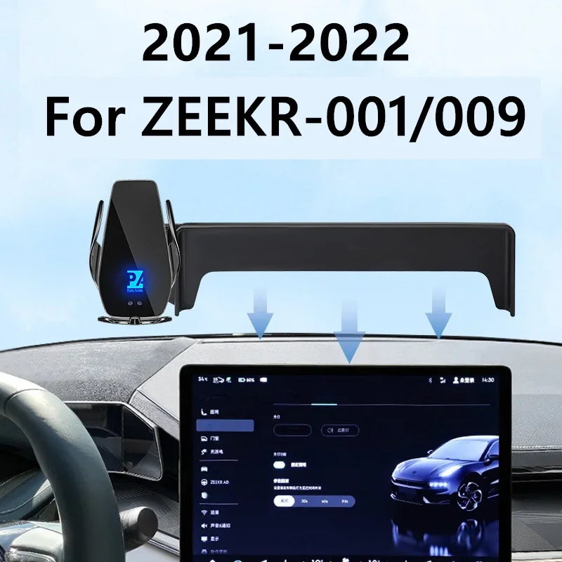 

For 2021-2022 For ZEEKR 001 009 Car Screen Phone Holder Wireless Charger Navigation Modification Interior 15.4 Inch Size