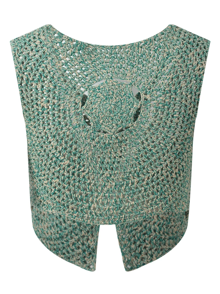 

Высококачественный вязаный крючком ажурный топ ручной работы, китайская одежда Sle Vaion, женский новый летний модный маленький жилет, дизайн Sensation