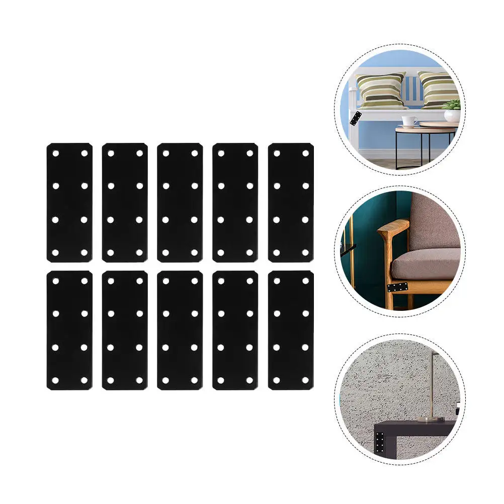 

10 шт. угловых кронштейнов, плоские прямые опорные пластины из цельного железа для усиления и ремонта деревянной мебели и полок