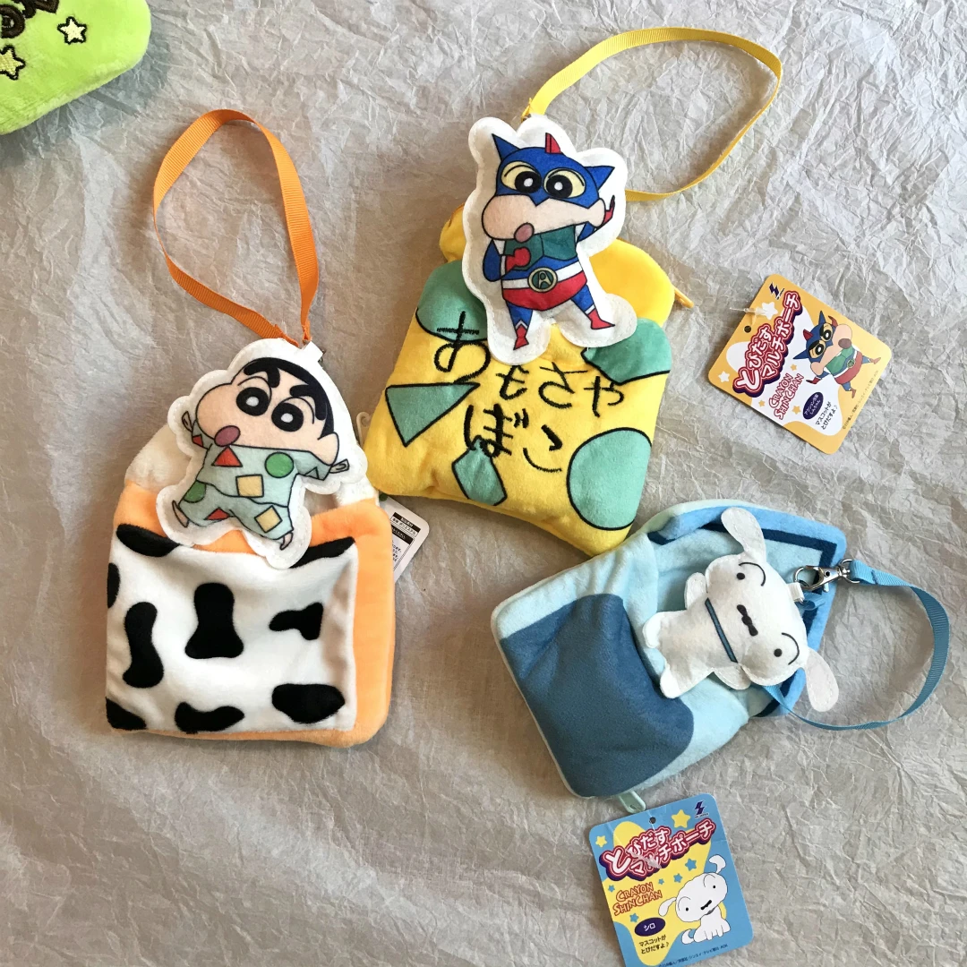 2024 Crayon Shin-Chan Cartoon Plush Bus Card Bag Pendant Key Zero Wallet Meal Card Handbag Scalable Chest Bag As A Gift For Girl