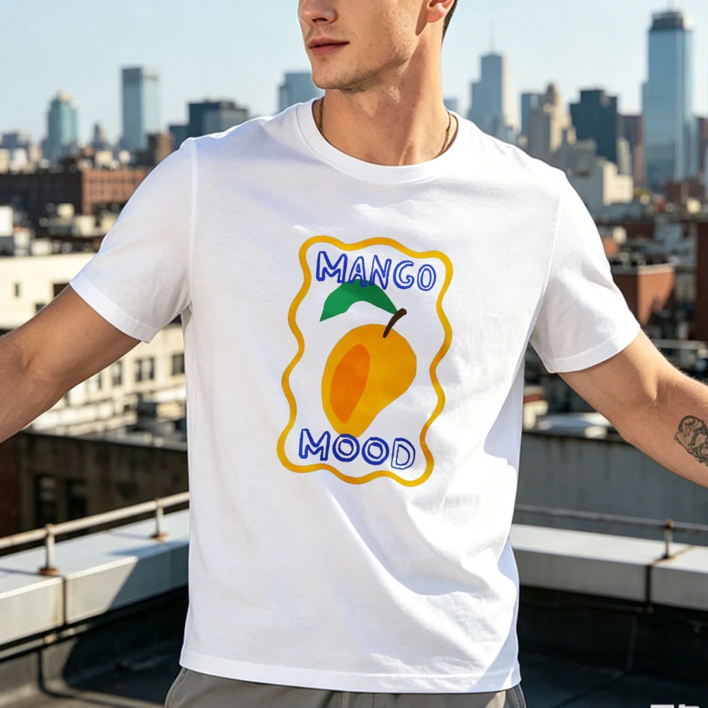 Mango Mood T-Shirt Tropical Fruit Tee Cute Mango Lover Cotton Tee Funny Summer Street Casual Tops Breathable Unisex Shirt