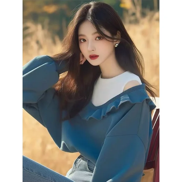 

Толстовки женские, эстетичная одежда, обычная флисовая подкладка, европейско-американские лоскутные топы с большими карманами, высококачественный хлопок, веселая осень