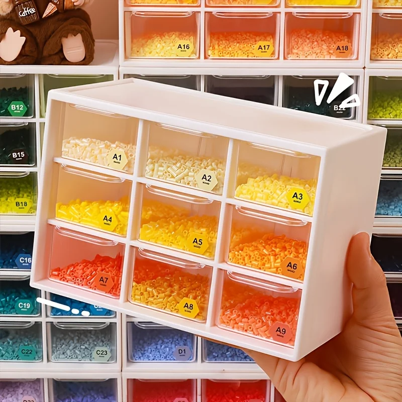 Image of 1 Stück 9-Fächer Bastel-Aufbewahrungsbox/Schubladenbox/Transparenter Schmuck- und Handwerksorganizer mit Staubschutz