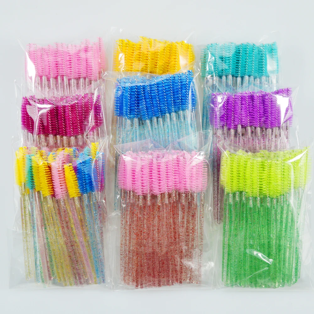 wholesale yelash brush makeup brushes 50pcs individual 6 color disposable mascara applicator comb wand lash makeup brushes tools