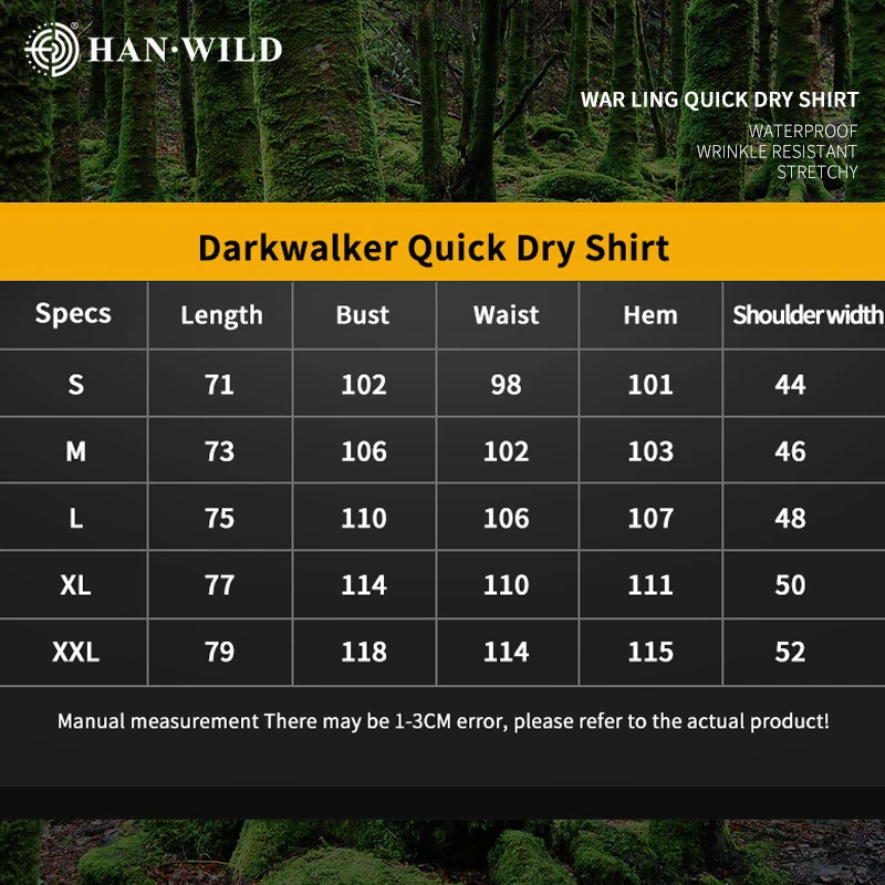 HAN WILD Summer Tactical Shirts Men\'s Breathable Long Sleeve Multi-Pockets Work Combat Cargo Shirts Quick Dry Camping Clothes