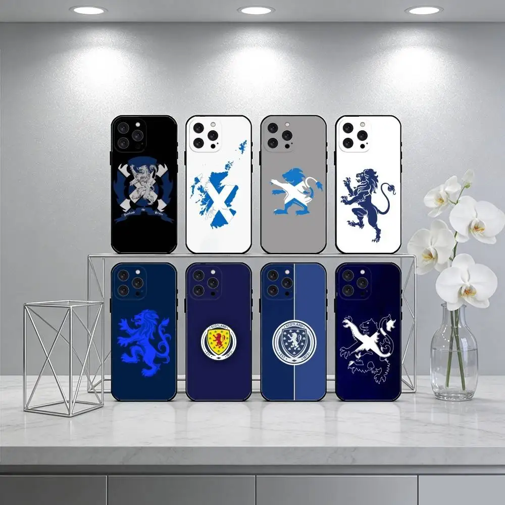 

S-Scotland Scot-tish Flag Phone Case For iPhone17,16,15,14,13,12 Plus,Max Soft Silicone Black Cover