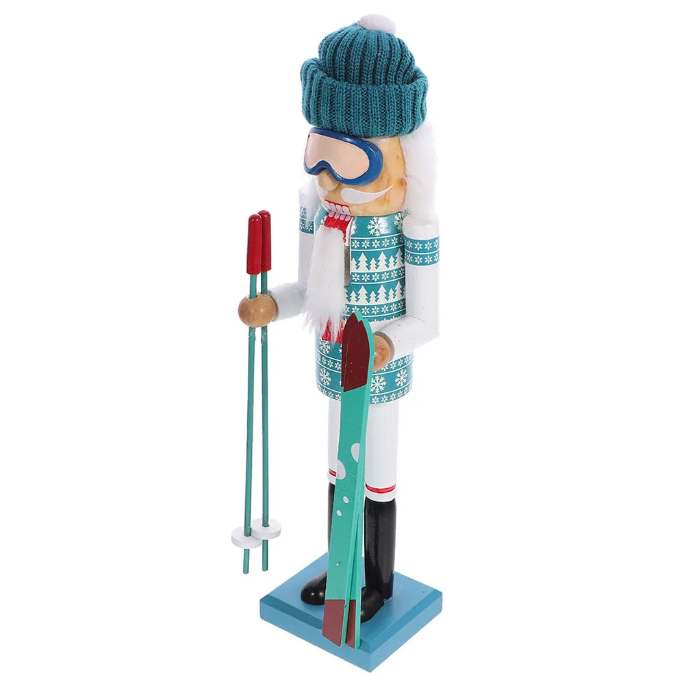 

Wooden Nutcracker Skiing Soldier Christmas Home Decoration Xmas Desktop Nutcracker Craft Festive Table Ornament Charming Gift