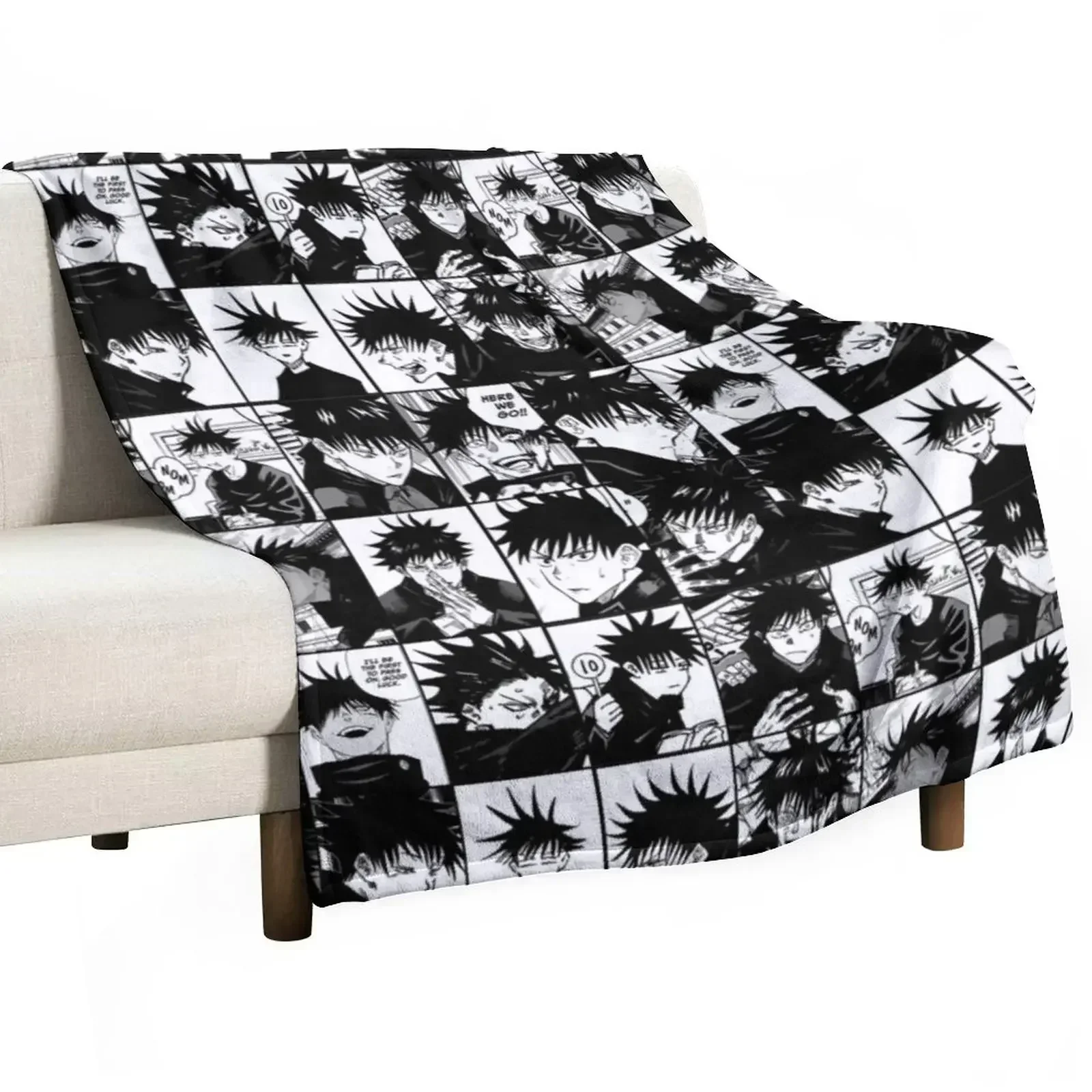 

Fushiguro Megumi manga collage -black and white version Throw Blanket Warm Napping Blanket for Office Couch Bed