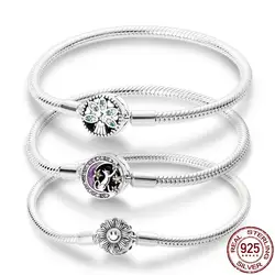 925 Sterling Silver Tree Of Life Snake Bone Base Chain Bracelet Fit Original Design Beads Charms DIY Jewelry Bracelet For Women