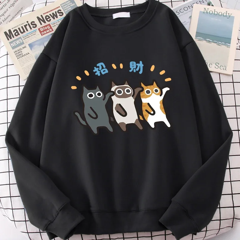 

Dance Caicai Cat Cute Print Cartoons Hoodie Men Women Harajuku Warm Clothes Loose Fleece Autumn Sweatshirt Pullover Hoody