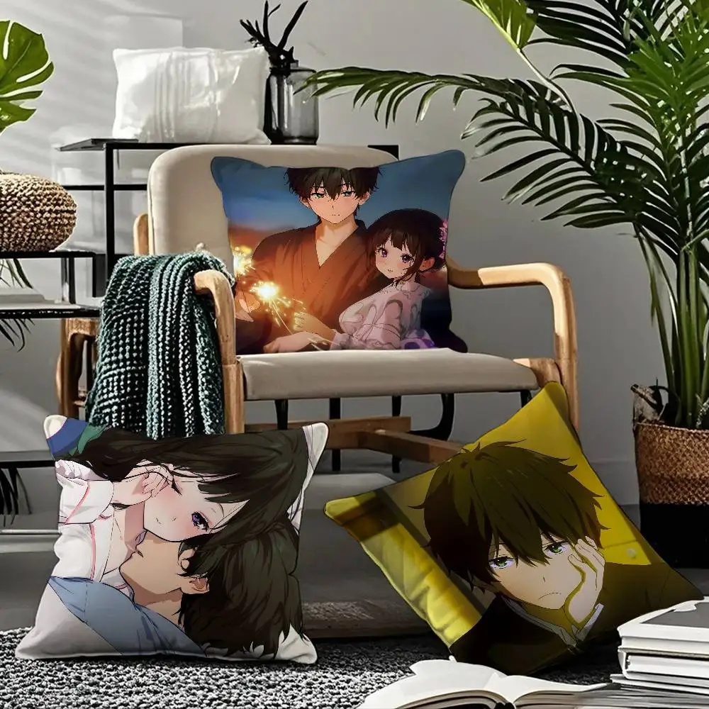 

Anime H-h-HyoukA Pillow Case Comfort Sofa Bed Silky Elegant Invisible Zipper Custom Decorative Cushion Cover