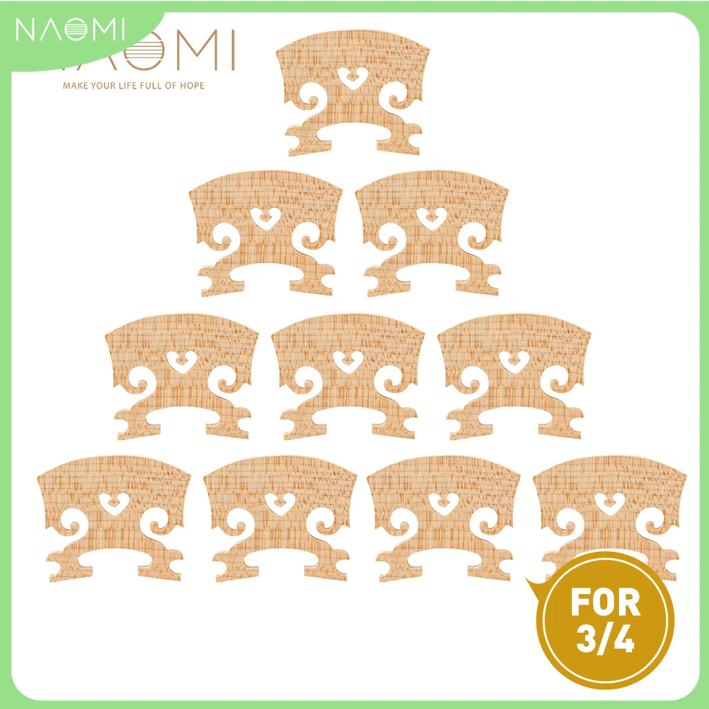 

NAOMI 10pcs/1set Violin Bridge Select Maple Wood Material Nice Curve Flower Style Best Replacement For 3/4 Violin Use