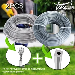 TSES 2PCS 15M Wolf Grass Wire Trimmer Line 2.4mm~4.0mm Square+Round Steel Brush Cutter Rope Lawn Mower Accessories Line