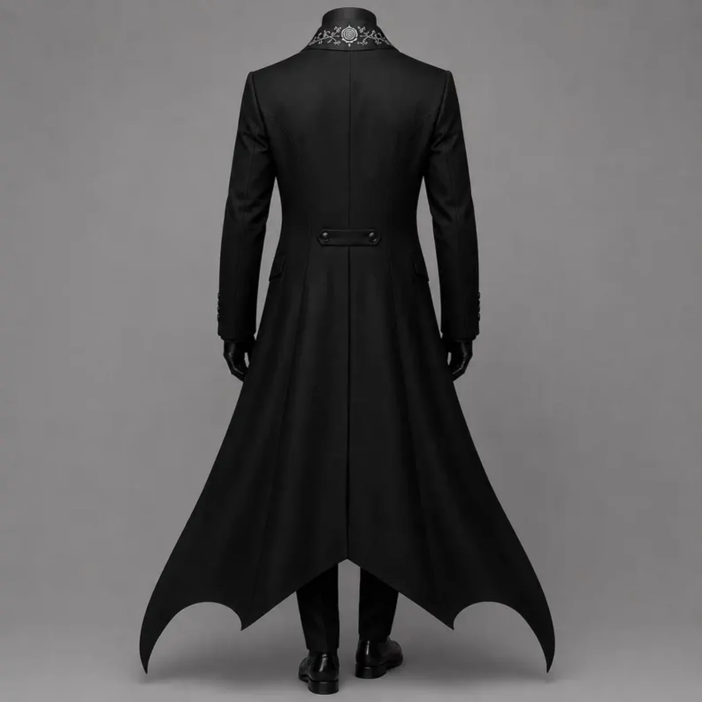 Men Black Gothic Long Tail Coat 3 Pieces Suit Jacket Purple Vest Pants Set Tuxedo Formal Banquet Wedding Cosplay Customized
