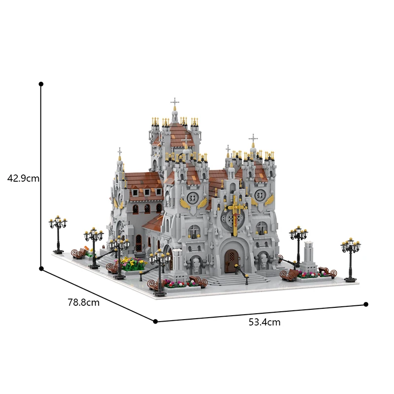 BuildMoc World Big Historic Church Building Blocks Retro Medieval Castle Cathedral Show Bricks Game Toys Children Birthday Gifts