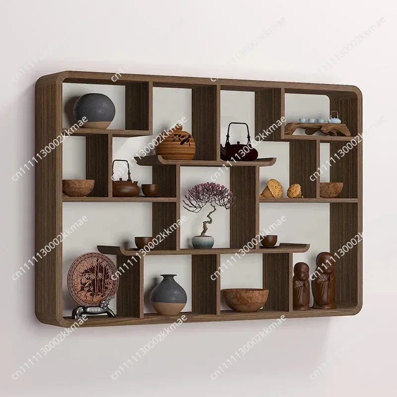 Rack Hanging Wall - Duobao Ge Solid Wood Chinese Tea Rack, Wall Mounted Storage Rack for Tea Set, Classic Tea Cup