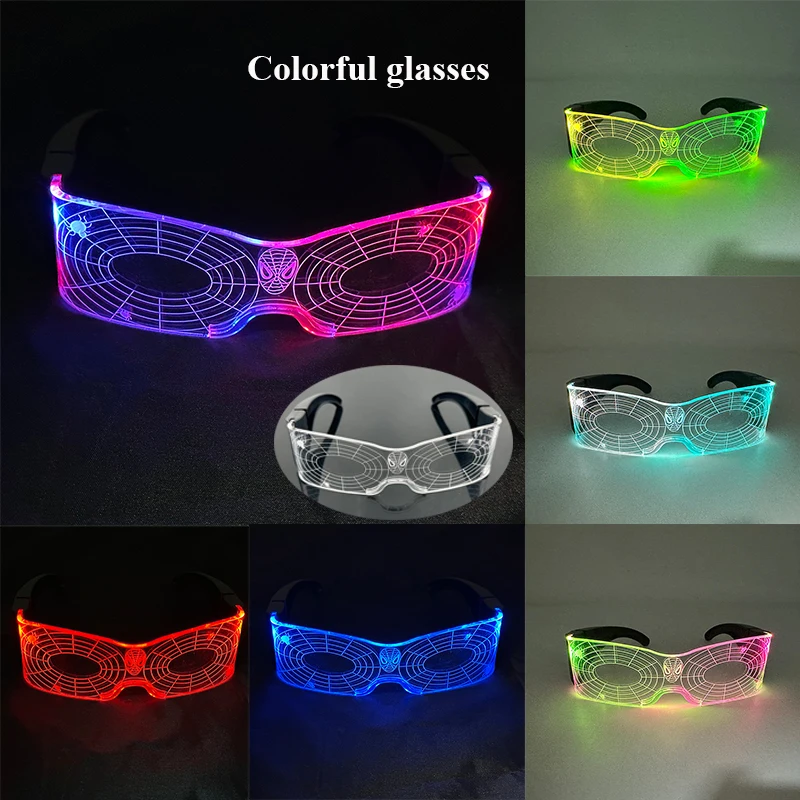 Modische Leuchtende Dekorative Brillen Neon-Licht-Dekoration LED-Sonnenbrille für Nachtclub DJ Tanz Musik Rave Kostüm Nacht