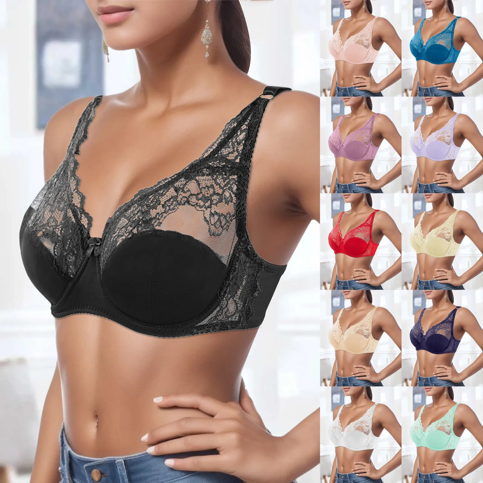 

Lace Bra Plus Size Bra Women Underwear Bralette Crop Top Sexy Female Bra Large BH Tube Top Female Push Up Brassiere Laced Bra