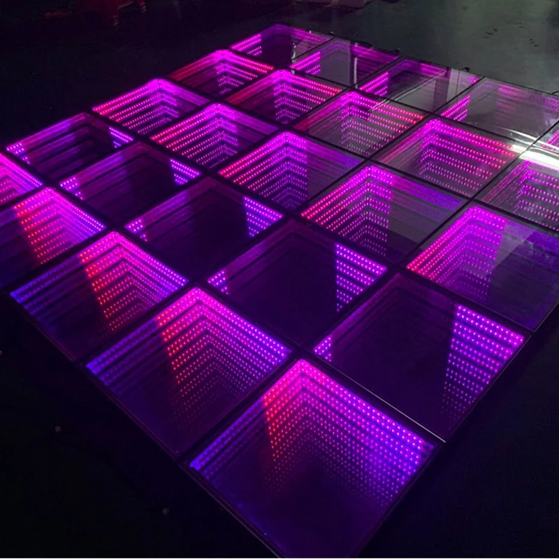 Sailwin-Dance Floor LED portátil para casamento, Dance Floor 3D interativo, espelho infinito, luz LED com fio