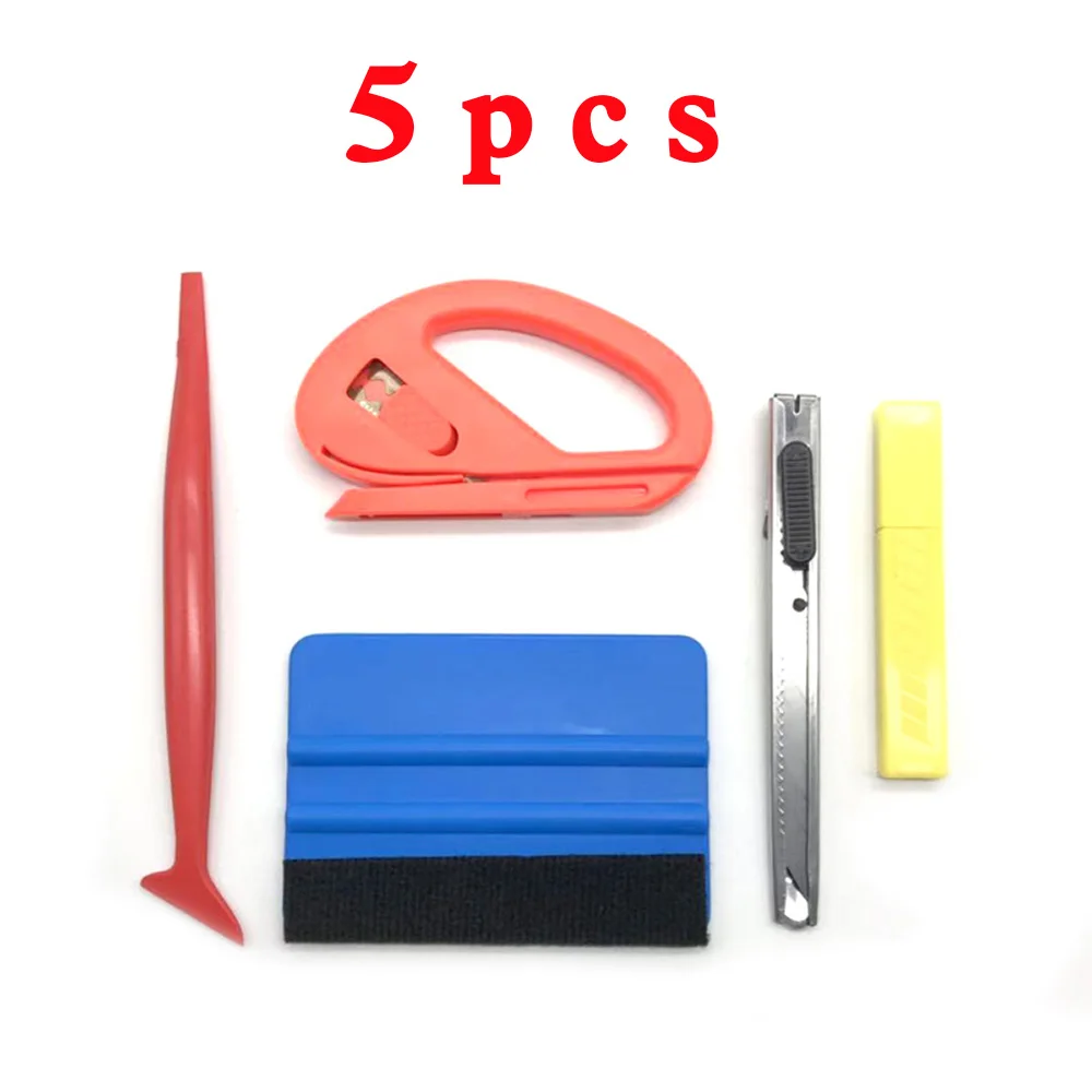 5Pcs Set Car Tools Wrap Film Sticker Wrapping Tool Auto Window Foil Squeegee Razor Scraper Cutter Aid Tool Window Tinting