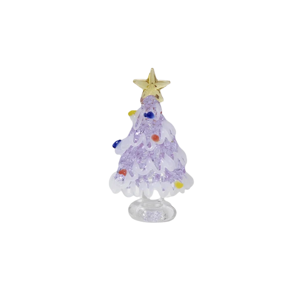 Miniature Christmas Tree Miniature Glass Handcrafted Brushed Glass Christmas Tree Ornament Blown Glass Cute Glass Sculpture
