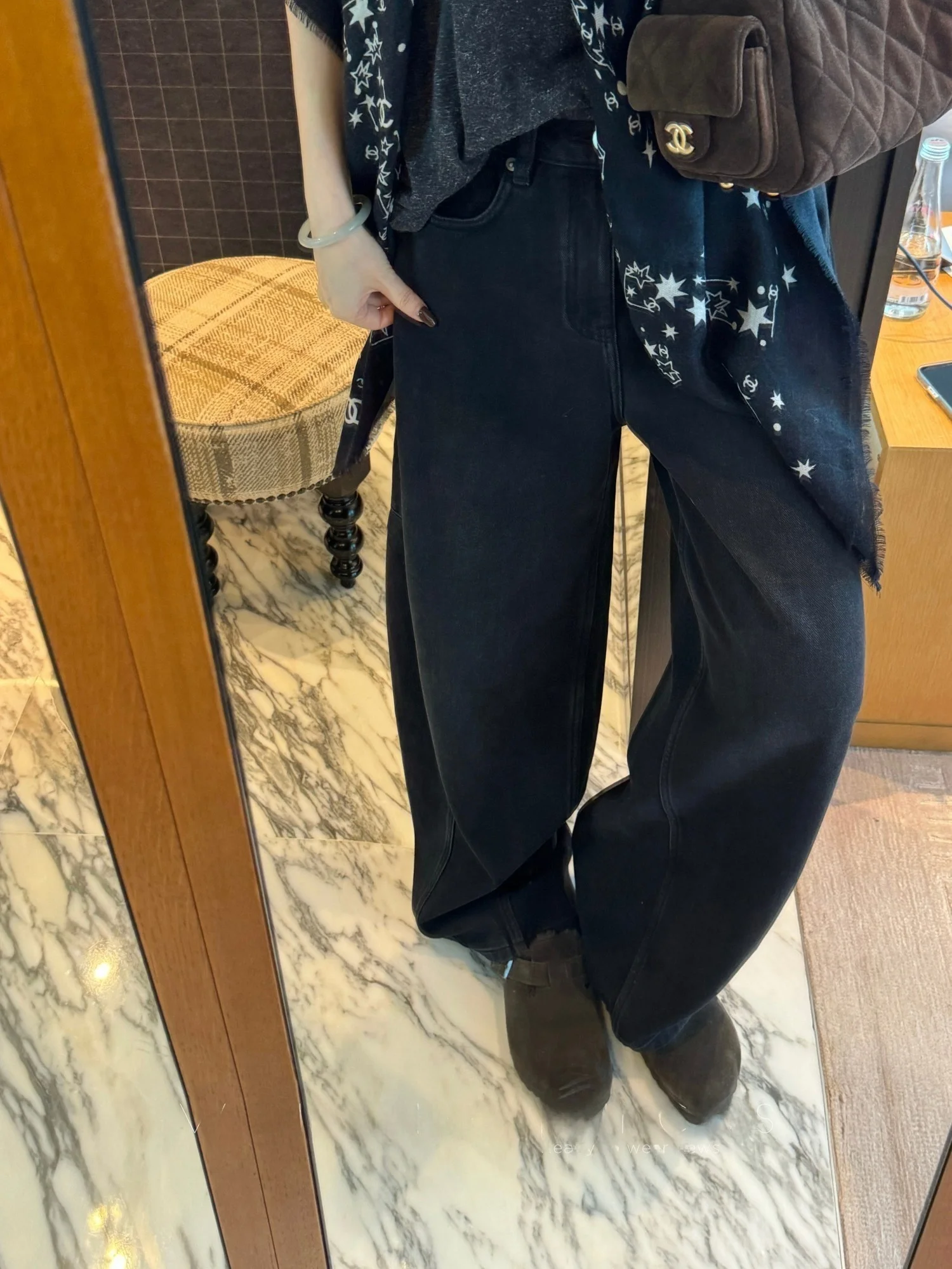 

Джинсы Qian Meixi с высокой талией, расклешенные, на флисовой подкладке, 3D прямые, из денима, утягивающие, удлиняющие, повседневные, хлопковые