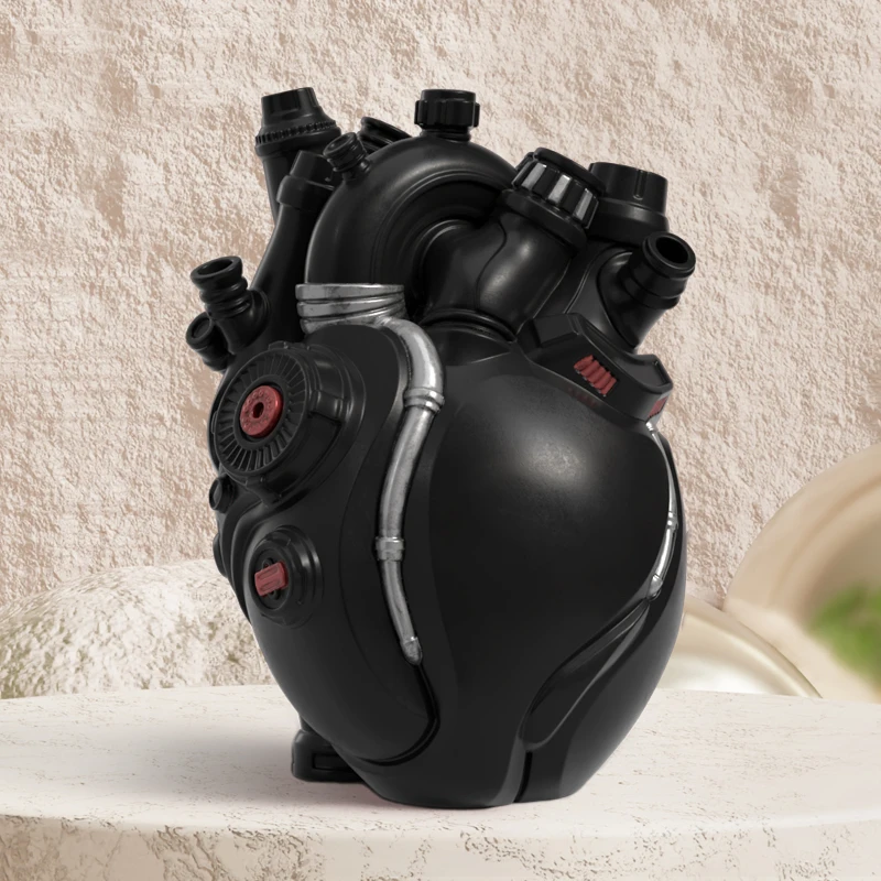 Cyberpunk Heart Vase Technology Resin Flower Container Pots Body Sculpture Desktop Home Decoration Ornaments Crafts Gifts