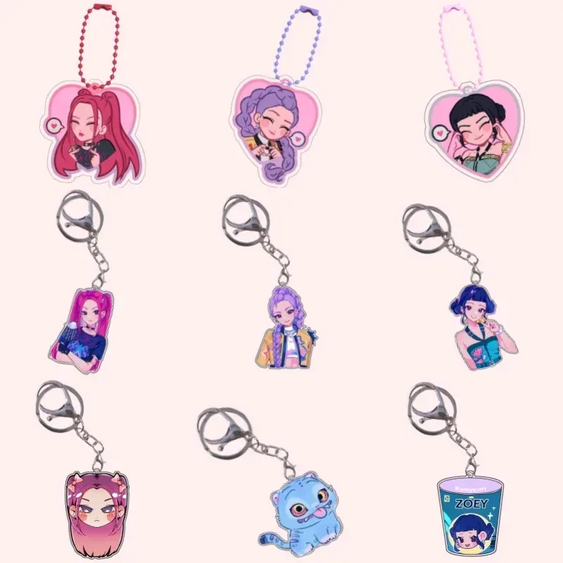 AIAI 2025KPop شيطان الصيادين سلسلة مفاتيح مصنوعة من الأكريليك رومي ميرا زوي جينو الطفل ساجا سيلين بوبي شخصيات أنيمي قلادة هدية دي