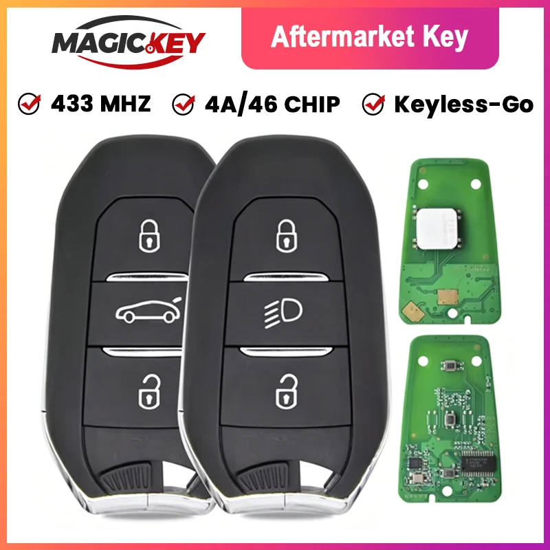 

MAGICKEY Smart Remote Car Key Fob ID4A/ID46 Chip 433MHZ For Peugeot 208 308 3008 508 5008 Citroen C4 C4L DS4 DS5 New Keyless Go