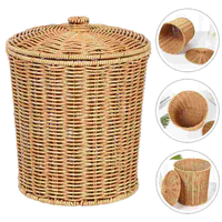 Basket Wicker Storage Trash Can Waste Woven Laundry Baskets Rattan Bin White Garbage Hamper Clothes Lid Seagrass Dirty Container