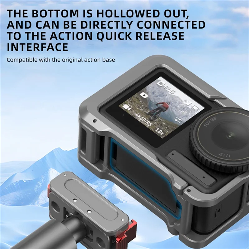 

-B48C Quick Release Cage For OSMO ACTION 5PRO/4/3 Gopro Camera Foldable Mount With Cold Shoe Full Protective Frame Case