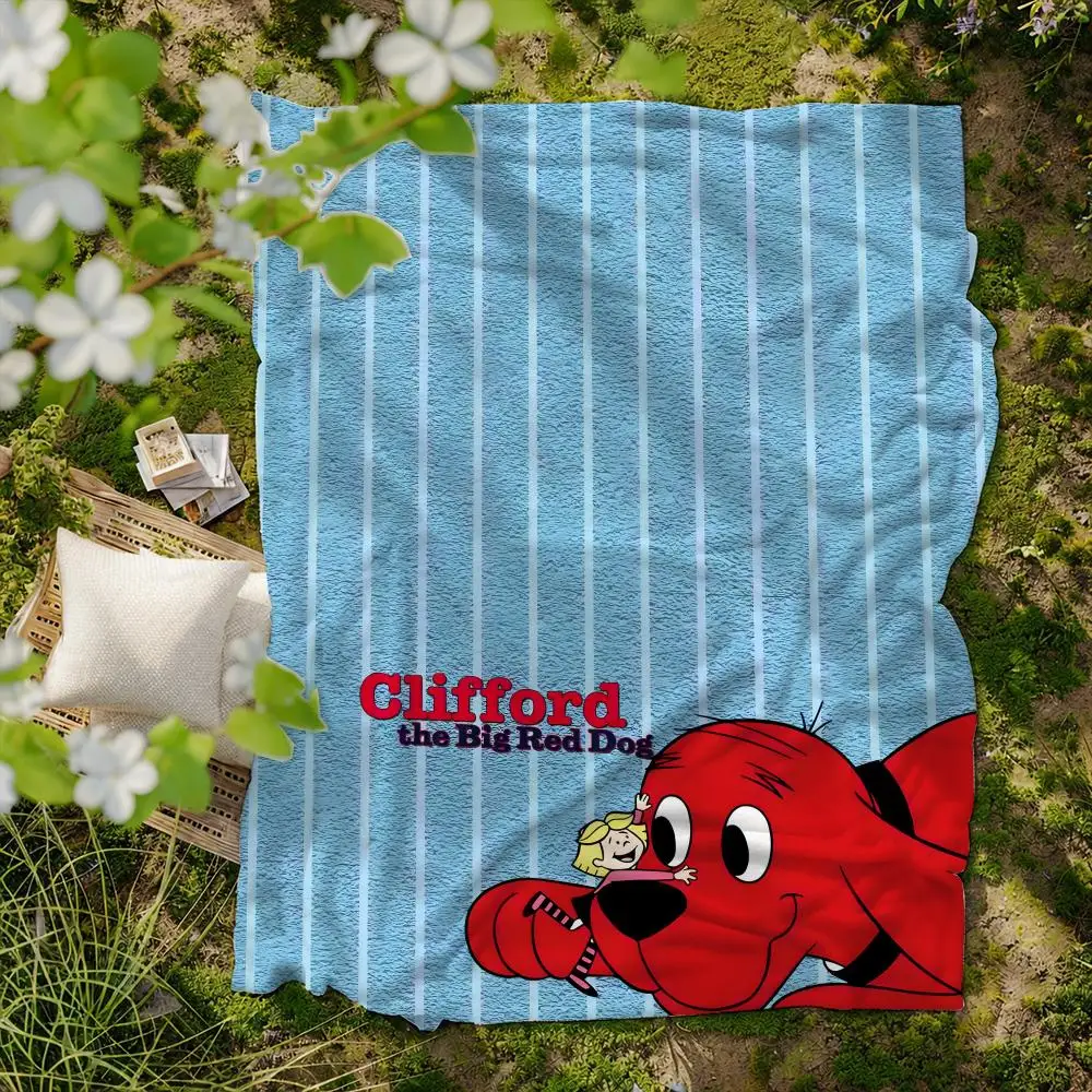 cartoon C-Big Red D-Dog Throw Soft Flannel Blanket for Bed Bedroom Sofa Picnic Throw Skin-friendly Breathable Gift Cover
