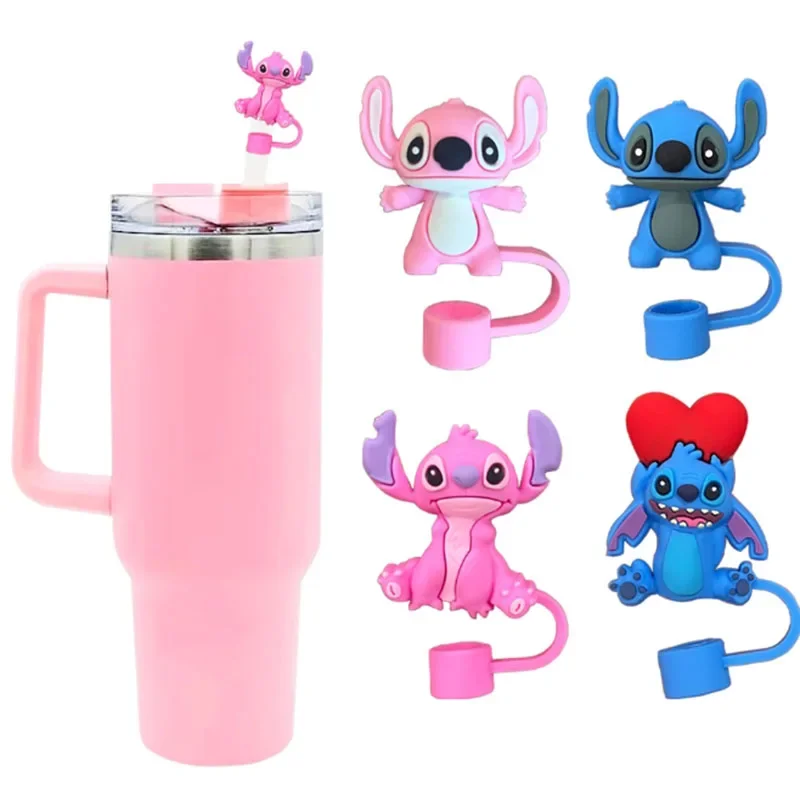 Stitch10mm Hasır Kapakları Kapakları Stanley 30 ve 40 Oz Tumbler ile Uyumlu, Sevimli Disney Hasır Toppers, Yeniden Kullanılabilir Toz Geçirmez Saman Payty