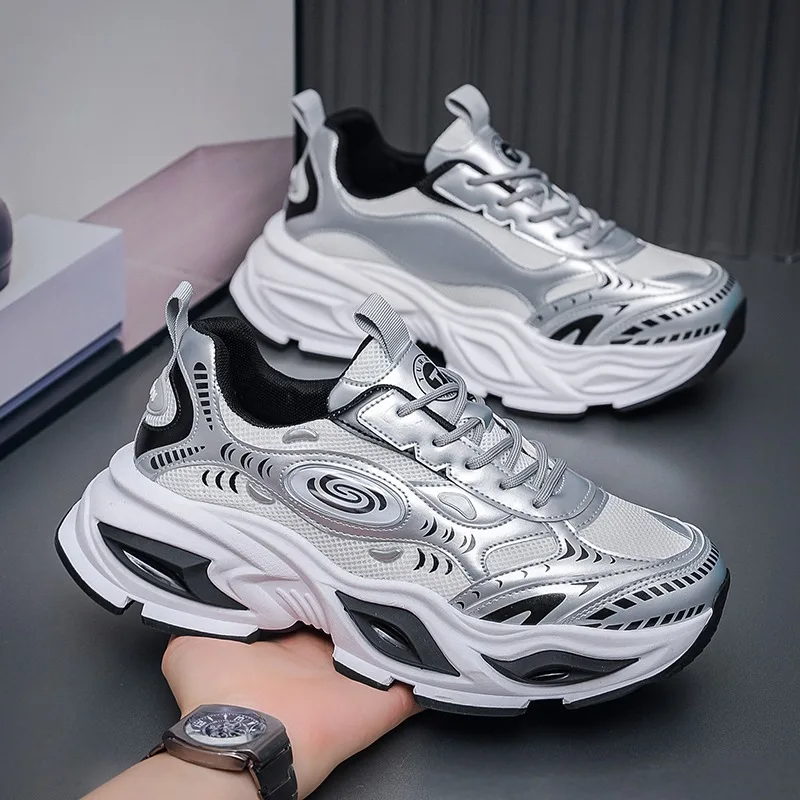 

Desinger Mesh Round-Toe Thick Sole Lace-Up Sneakers Shoes Street Style Platform Athletic Shoes Casual Shoes for Men and Woman