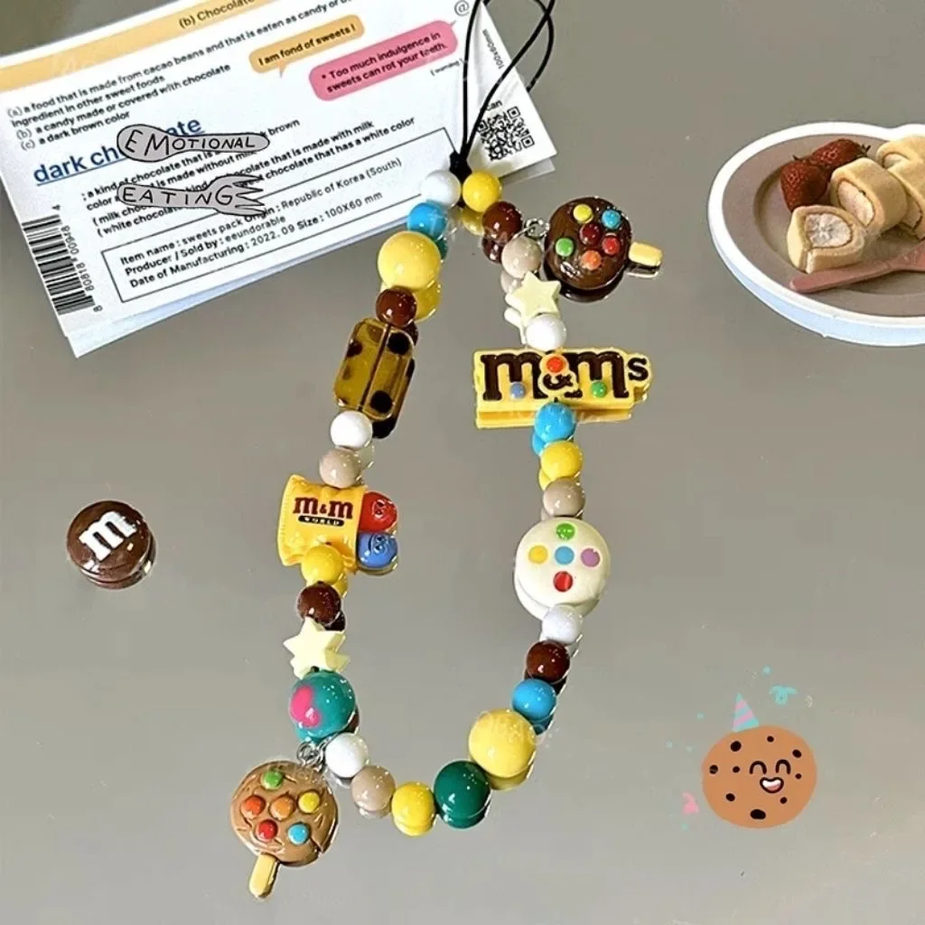 

INS Korean Original Cookies Cute Vintage Cell Phone Charms for Girls Boys New Phone Strap Lanyard Anti-lost Fashion Keychain