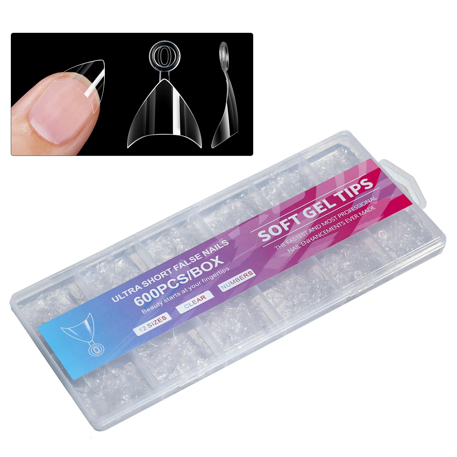600-3000 قطعة الأظافر كاذبة الفرنسية لتقوم بها بنفسك مسمار الفن نصائح غطاء كامل تشكيل شفاف تمديد ملصقات الأظافر للنساء فتاة صالون الأظافر