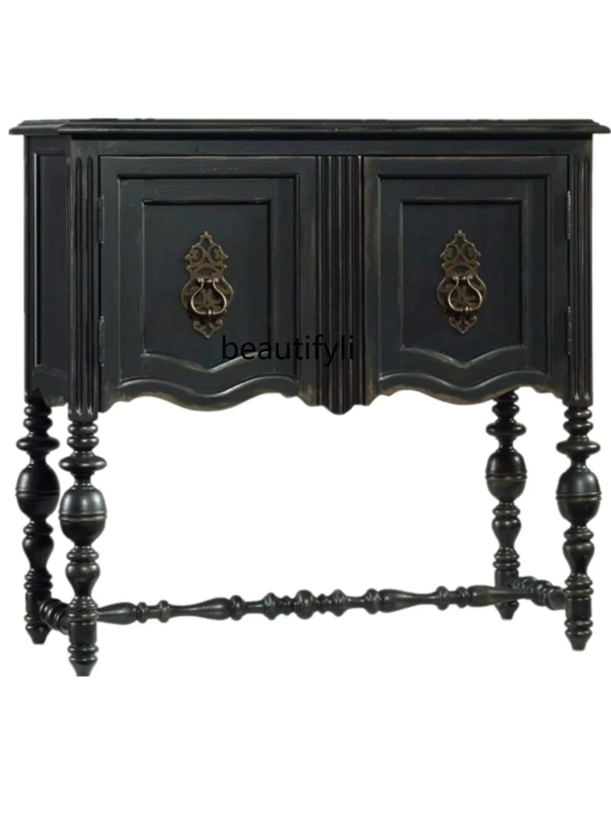 

American Hallway Vintage European-Style Carved Wall Decoration Table Hallway Dining Storage Side Cabinet