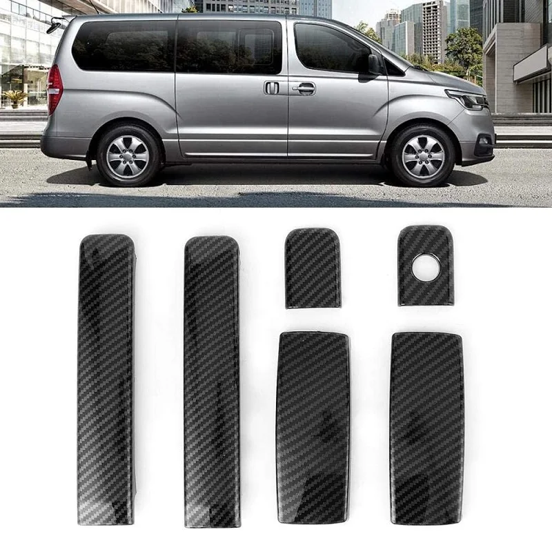 ABS Carbon Fiber Car Door Handle Cover Trim For HYUNDAI GRAND STAREX (H1) 2019 SL Car Styling Accessories Car Handle Cover