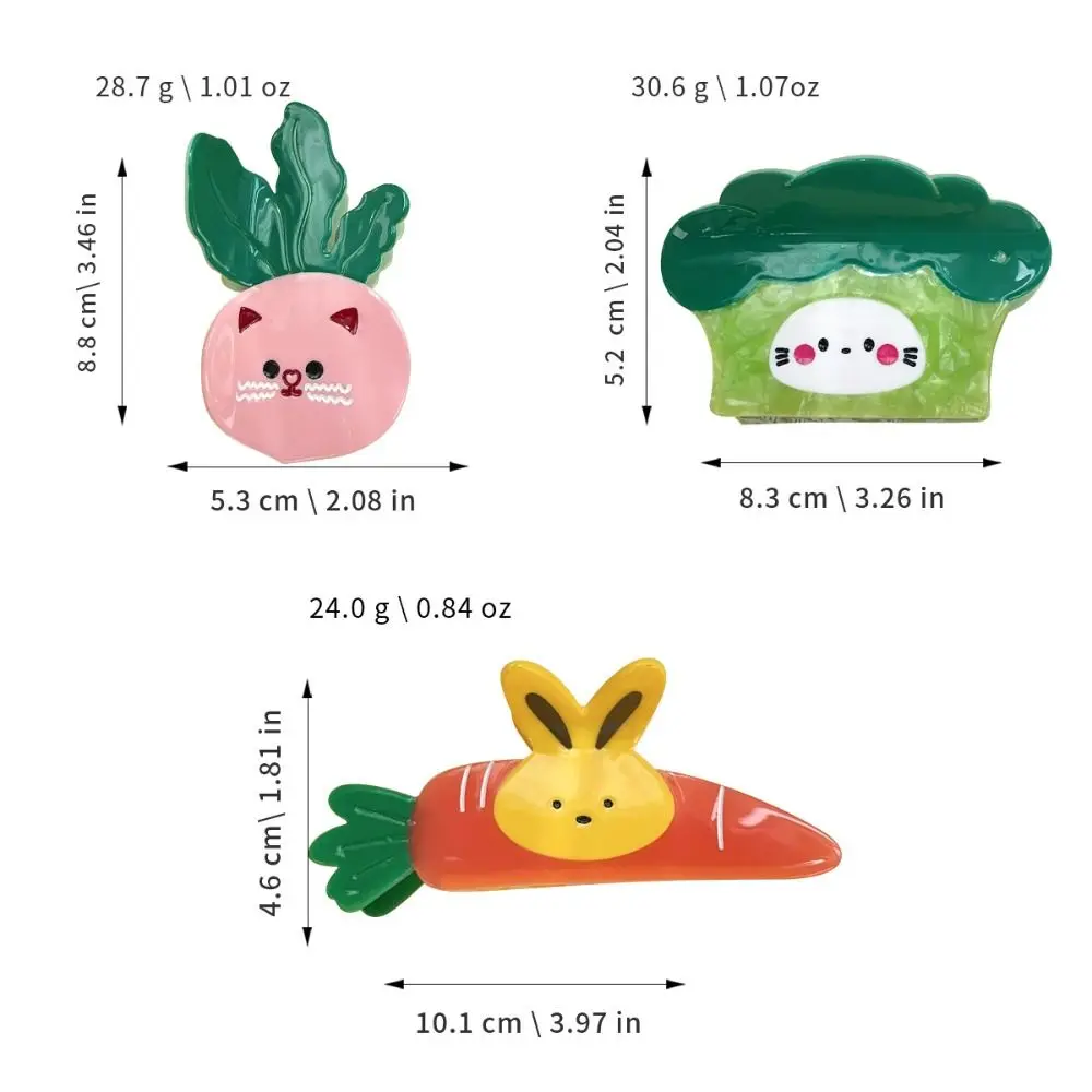 크리에이티브 한국 스타일 야채 머리핀 달콤하고 귀여운 작은 상어 클립 토끼 당근 아세트산 집게핀 헤어 액세서리