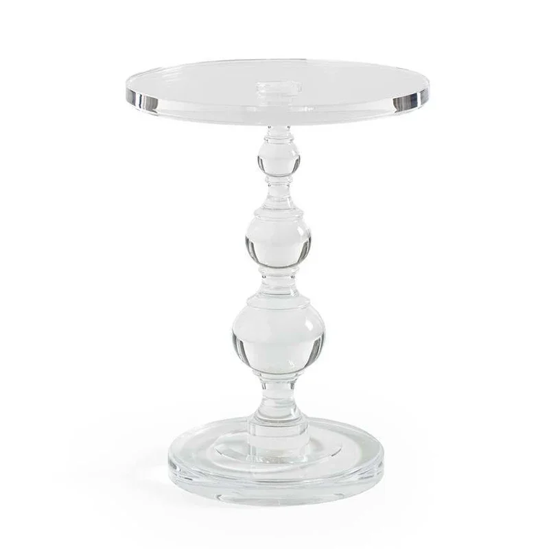 Luxury Imported High-Permeability Acrylic Side Table Exquisite Organic Glass Roman Column-Shaped Sofa Corner Table